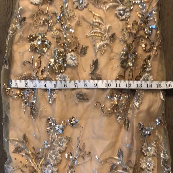 Floor length Mermaid Gold Silver Beaded Gown - Picture 5 of 9